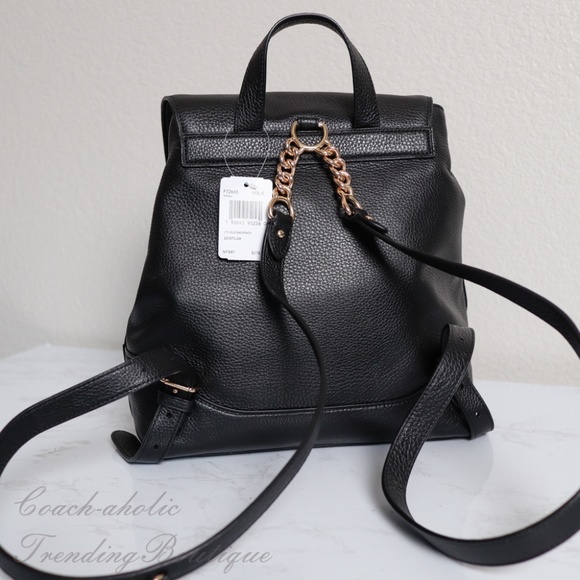 NWT Coach F72645 Elle Leather Backpack in Black - Picture 4 of 8